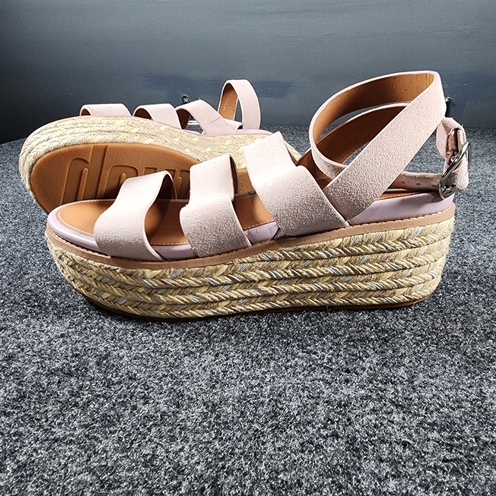FitFlop Eloise Espadrille Platform Sandals Women Size 9 Pink Suede Wedge Strappy